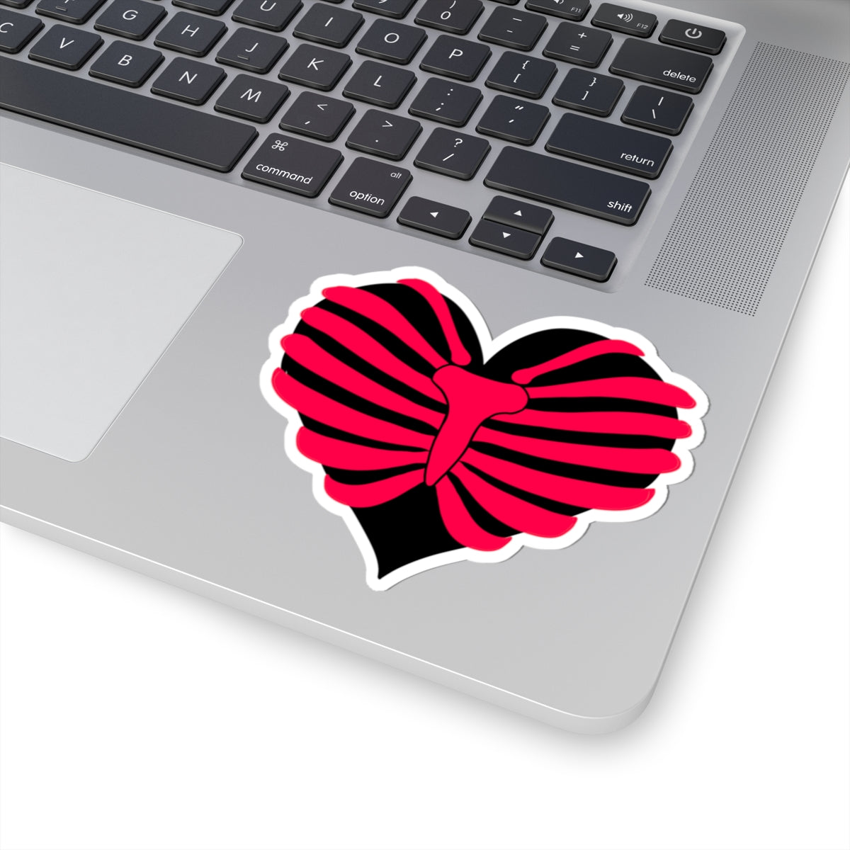 Anatomical Ribcage Heart Sticker — Gothic Valentine Kiss-Cut Decal