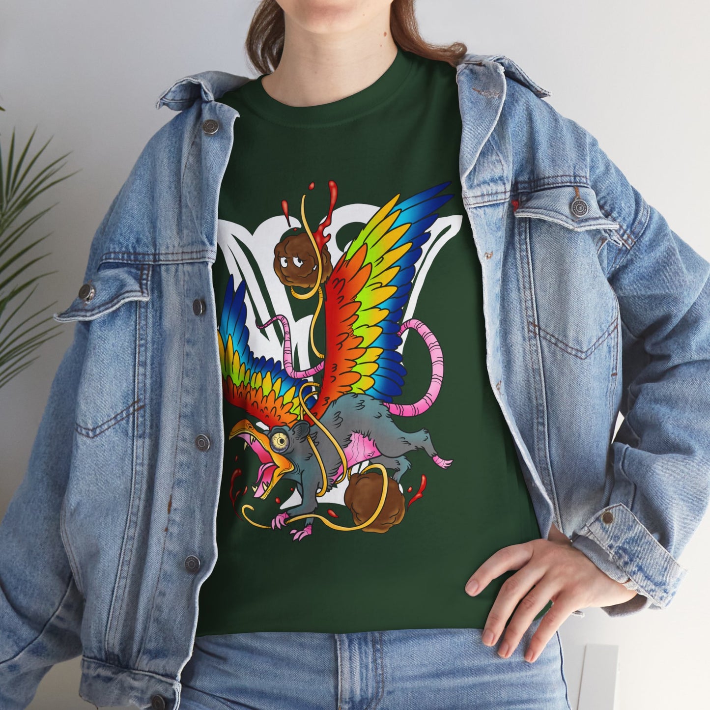 Graphic Tee — Colorful Mythical Bird & Rose Streetwear T-Shirt