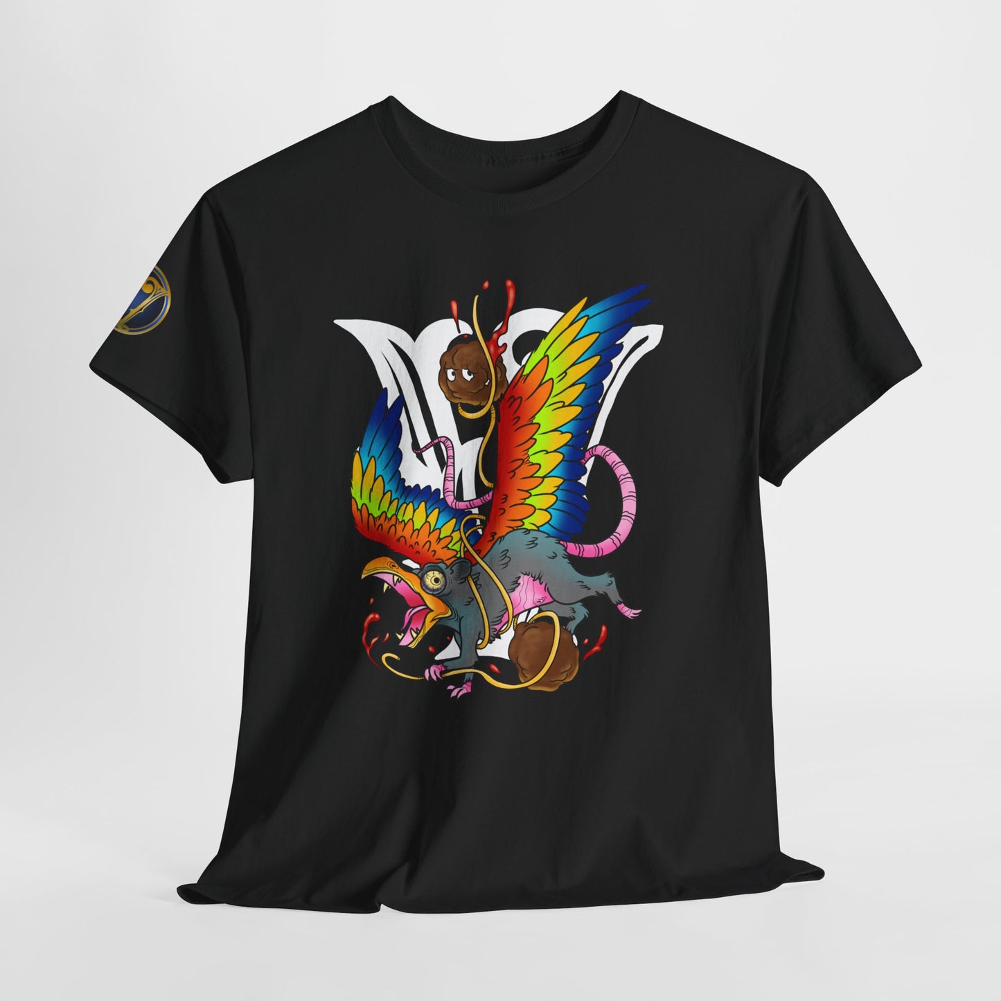 Graphic Tee — Colorful Mythical Bird & Rose Streetwear T-Shirt