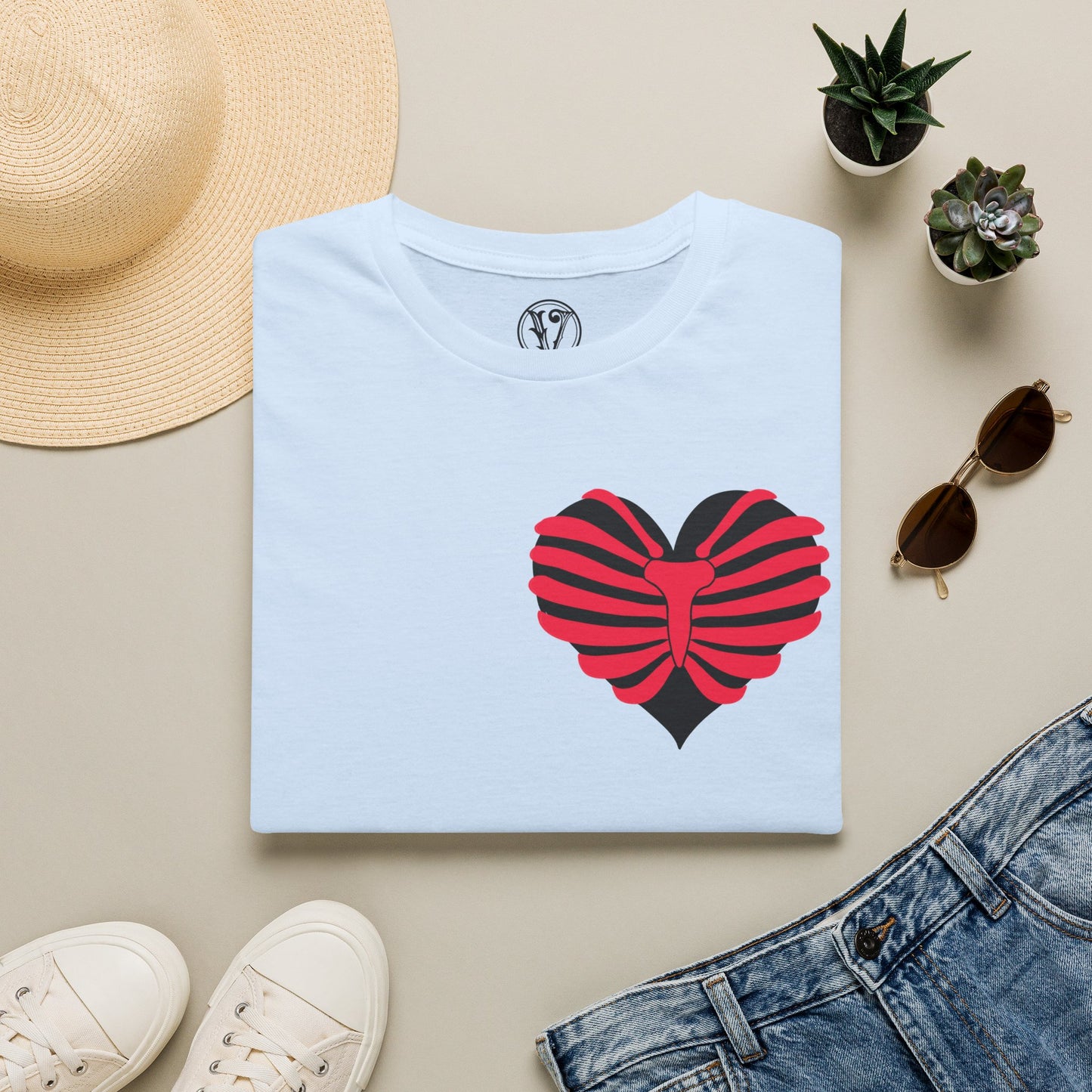 Red & Black Striped Heart T-Shirt — Cute Heart Graphic Tee
