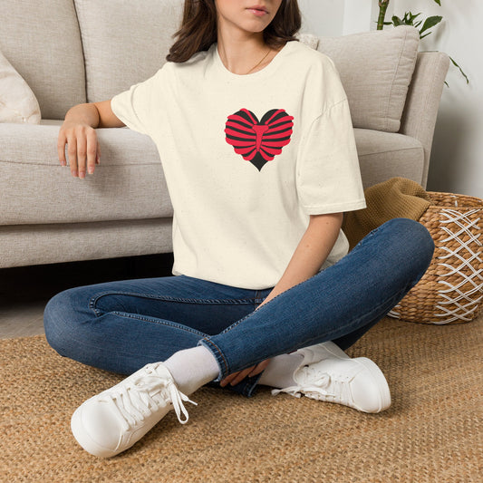 Red & Black Striped Heart T-Shirt — Cute Heart Graphic Tee