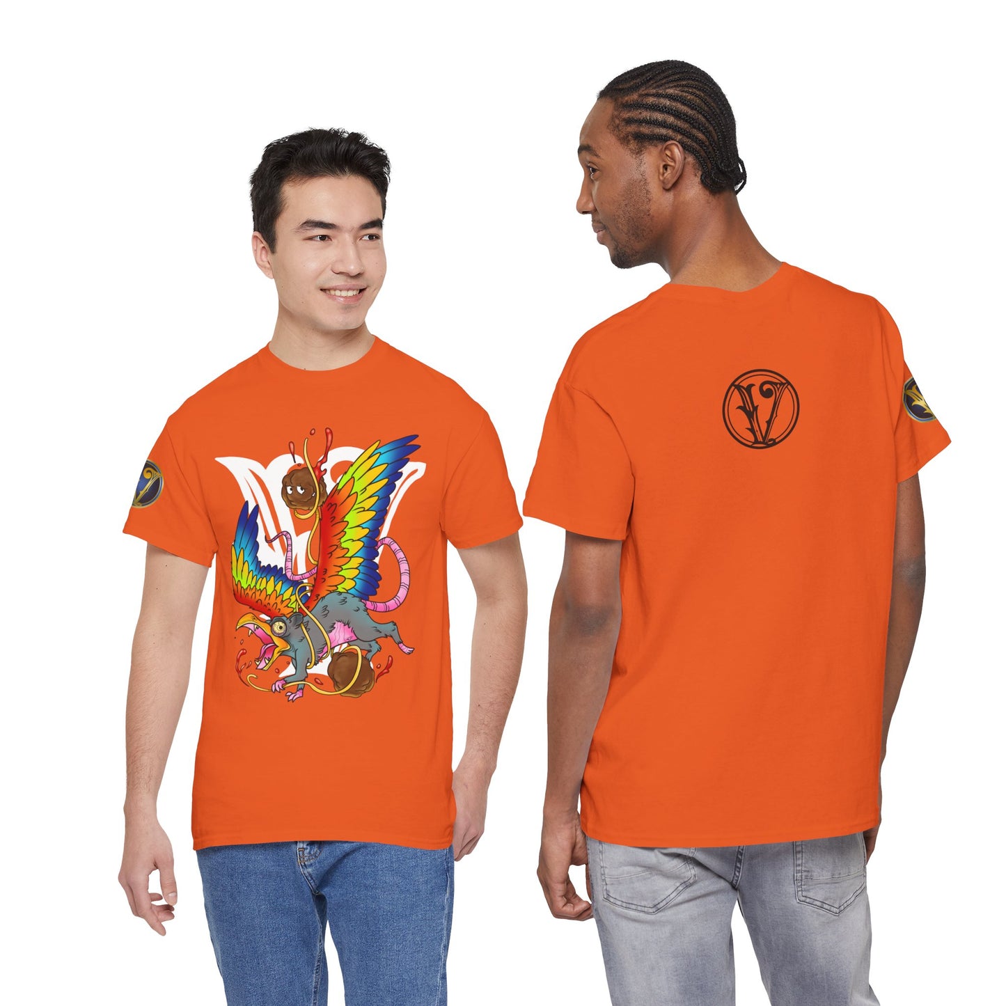 Graphic Tee — Colorful Mythical Bird & Rose Streetwear T-Shirt