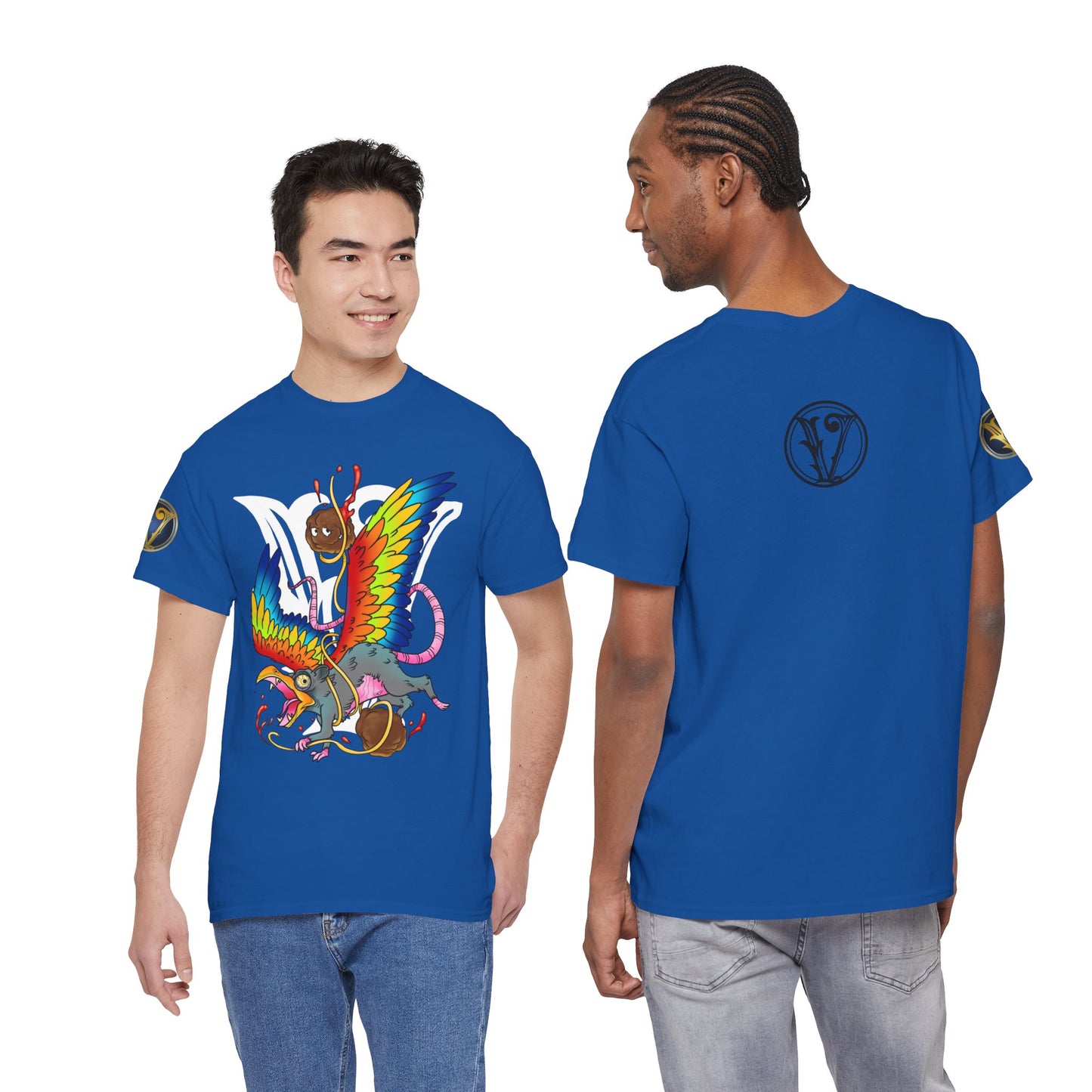 Graphic Tee — Colorful Mythical Bird & Rose Streetwear T-Shirt