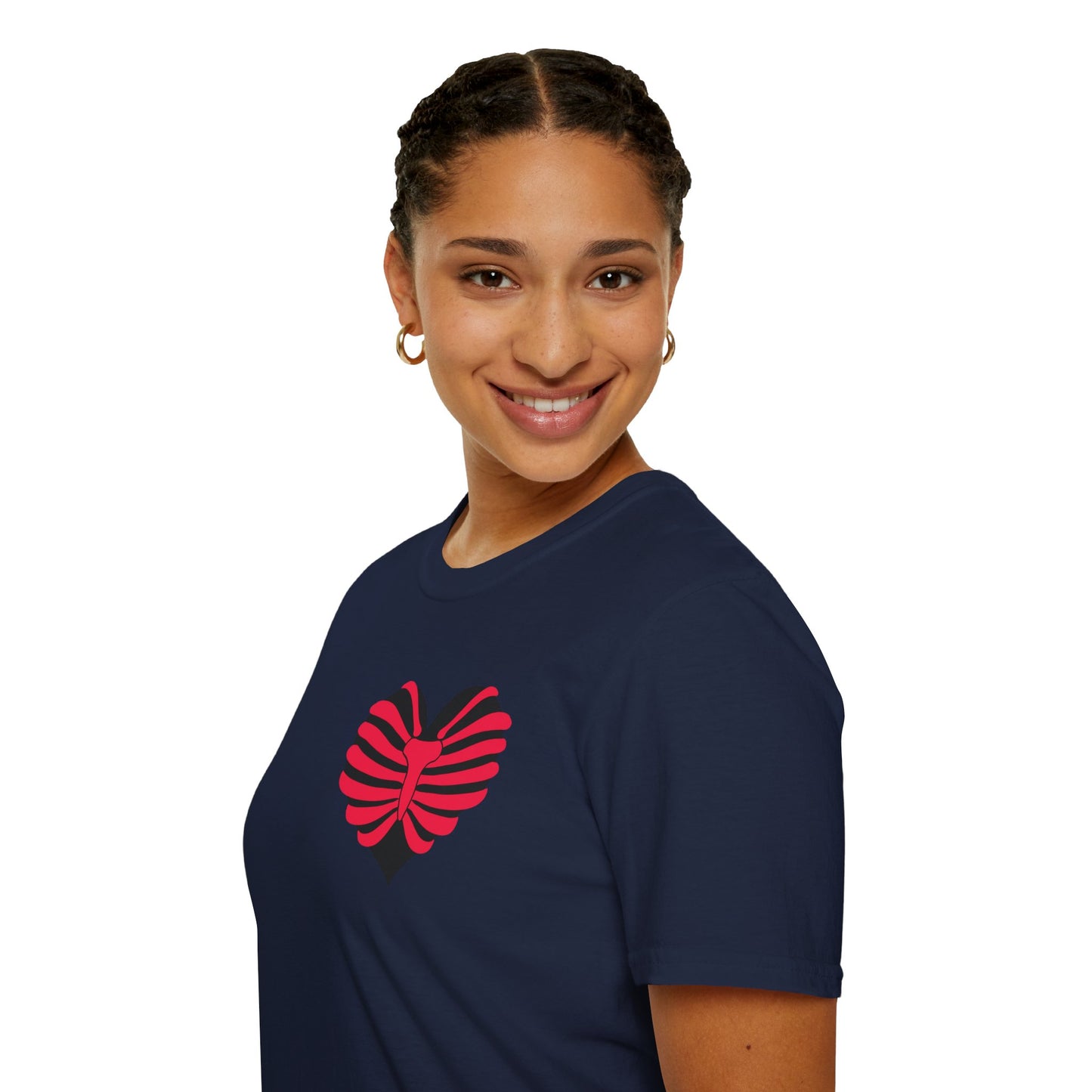 Red & Black Striped Heart T-Shirt — Cute Heart Graphic Tee