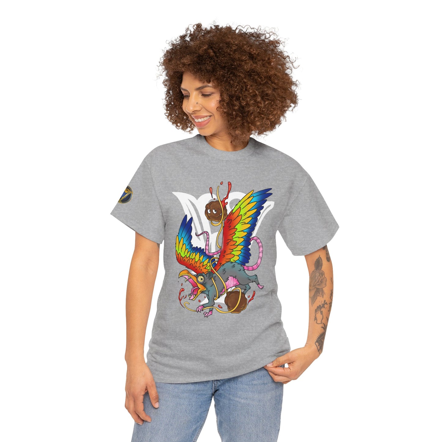 Graphic Tee — Colorful Mythical Bird & Rose Streetwear T-Shirt