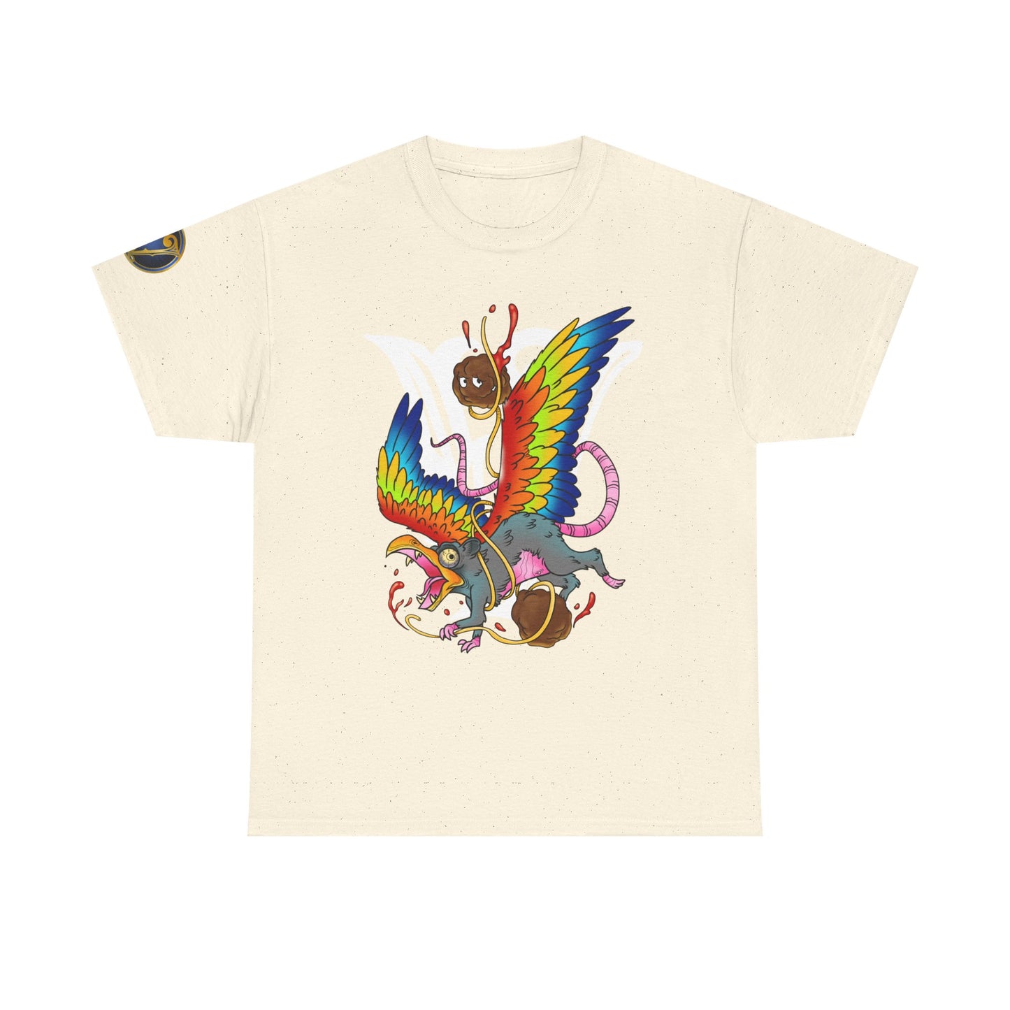 Graphic Tee — Colorful Mythical Bird & Rose Streetwear T-Shirt