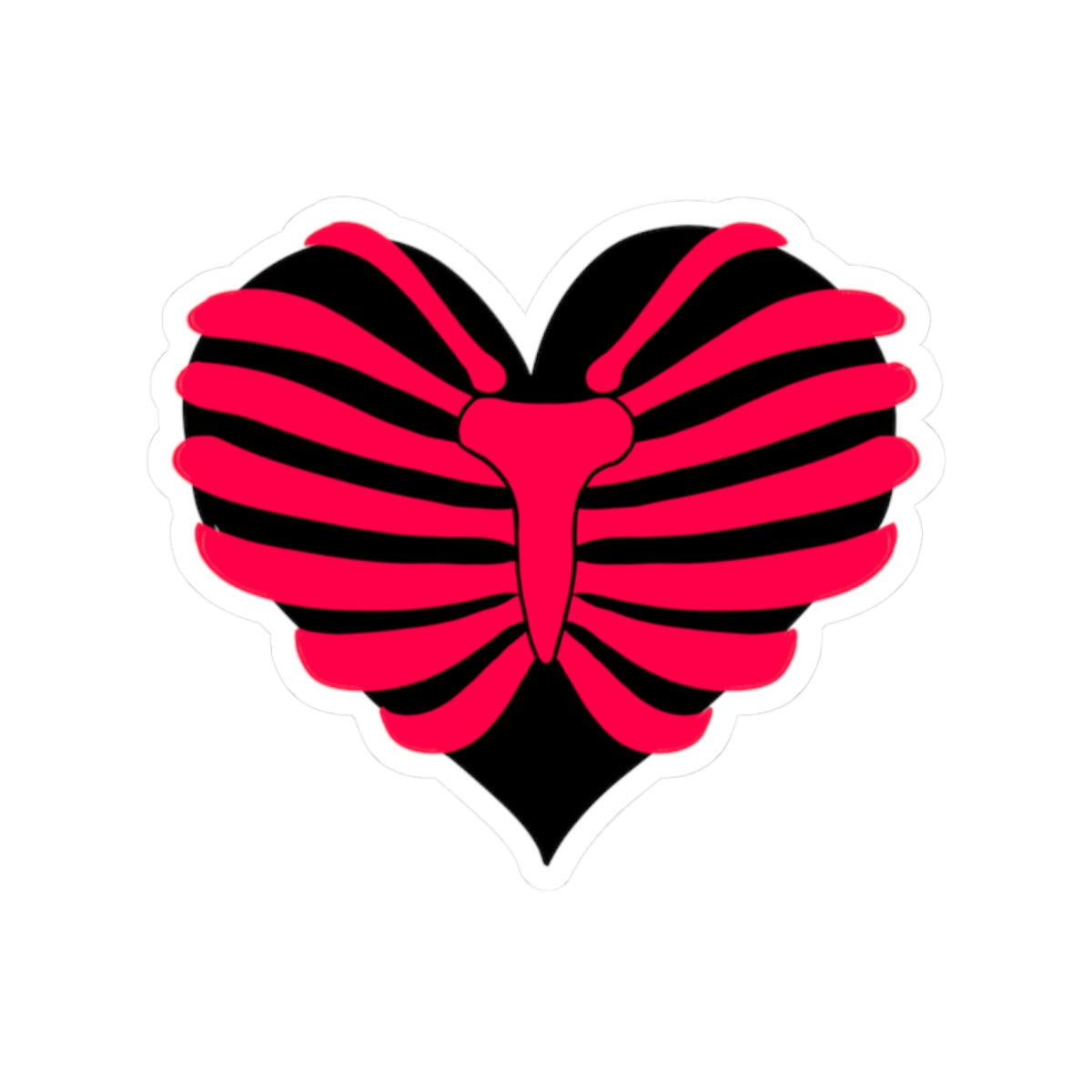 Anatomical Ribcage Heart Sticker — Gothic Valentine Kiss-Cut Decal