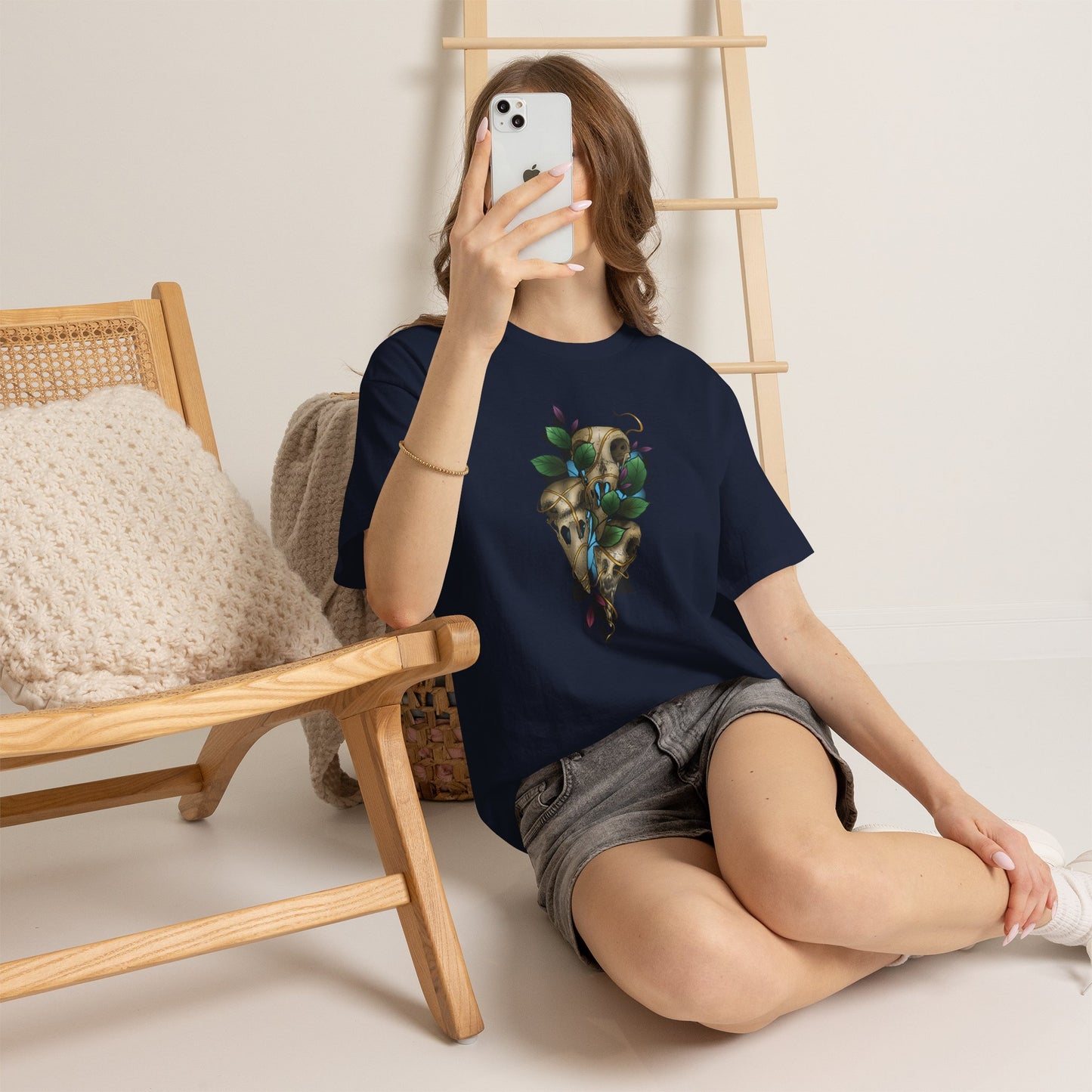 Skull & Vines Graphic Tee — Botanical Skull Art T-Shirt