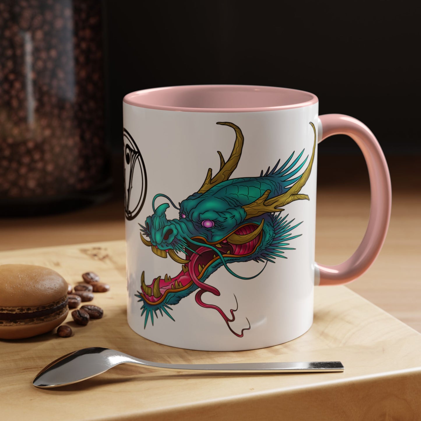 Dragon Crest Accent Coffee Mug — Vibrant Mythical Tea & Coffee Cup