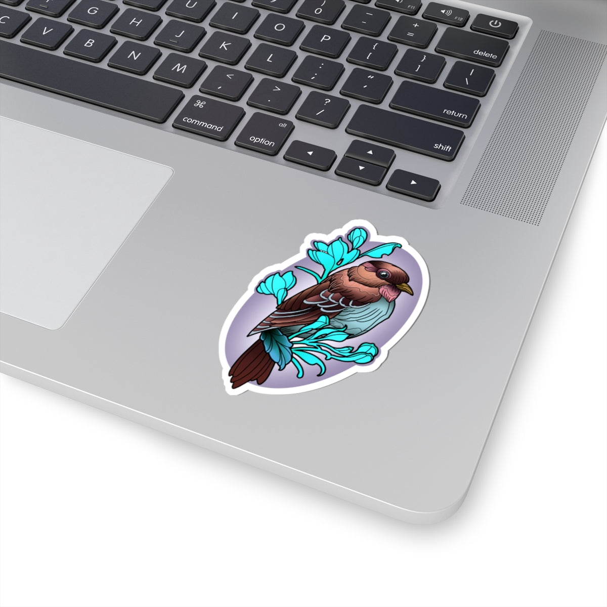 Songbird Floral Sticker — Kiss-Cut Bird Laptop Decal