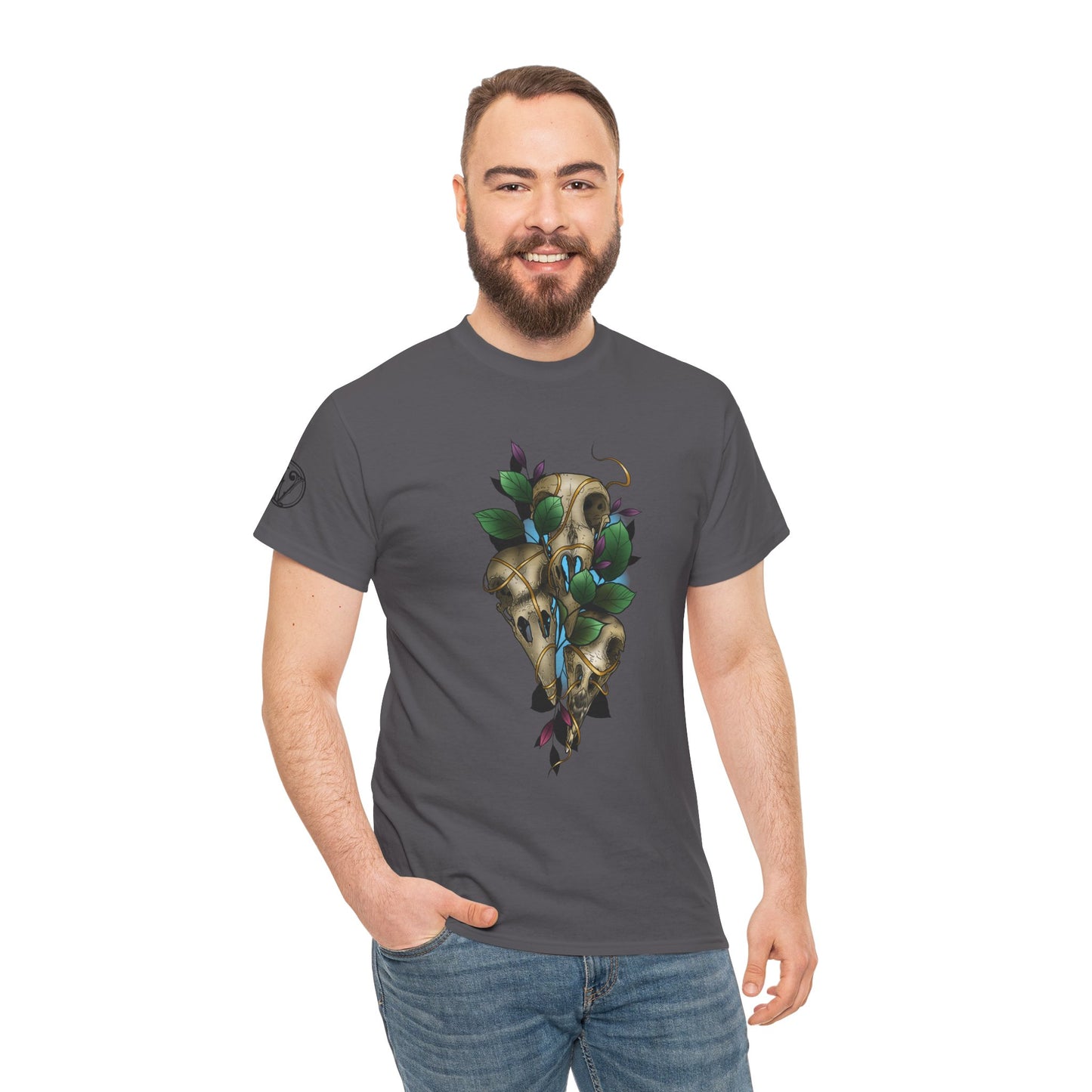Skull & Vines Graphic Tee — Botanical Skull Art T-Shirt