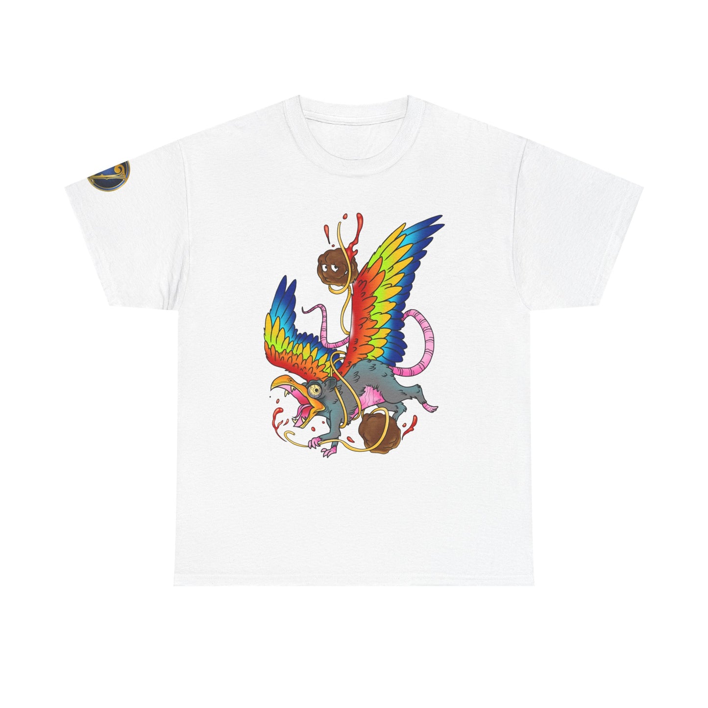 Graphic Tee — Colorful Mythical Bird & Rose Streetwear T-Shirt