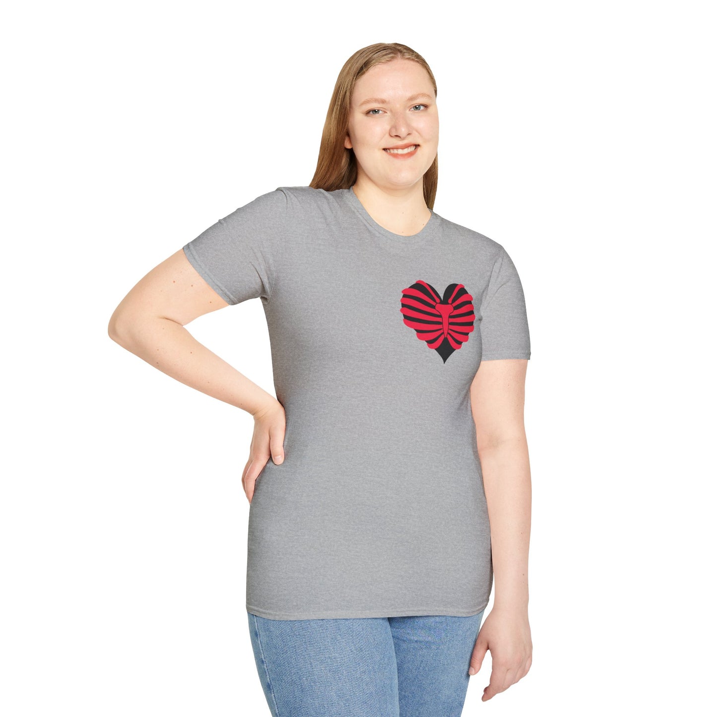 Red & Black Striped Heart T-Shirt — Cute Heart Graphic Tee