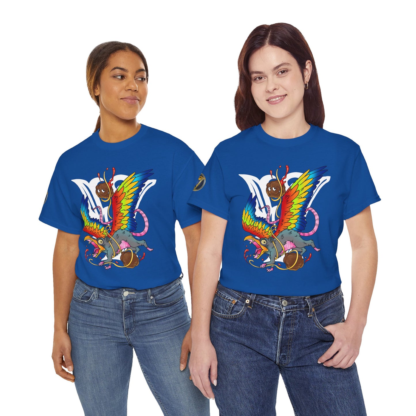 Graphic Tee — Colorful Mythical Bird & Rose Streetwear T-Shirt