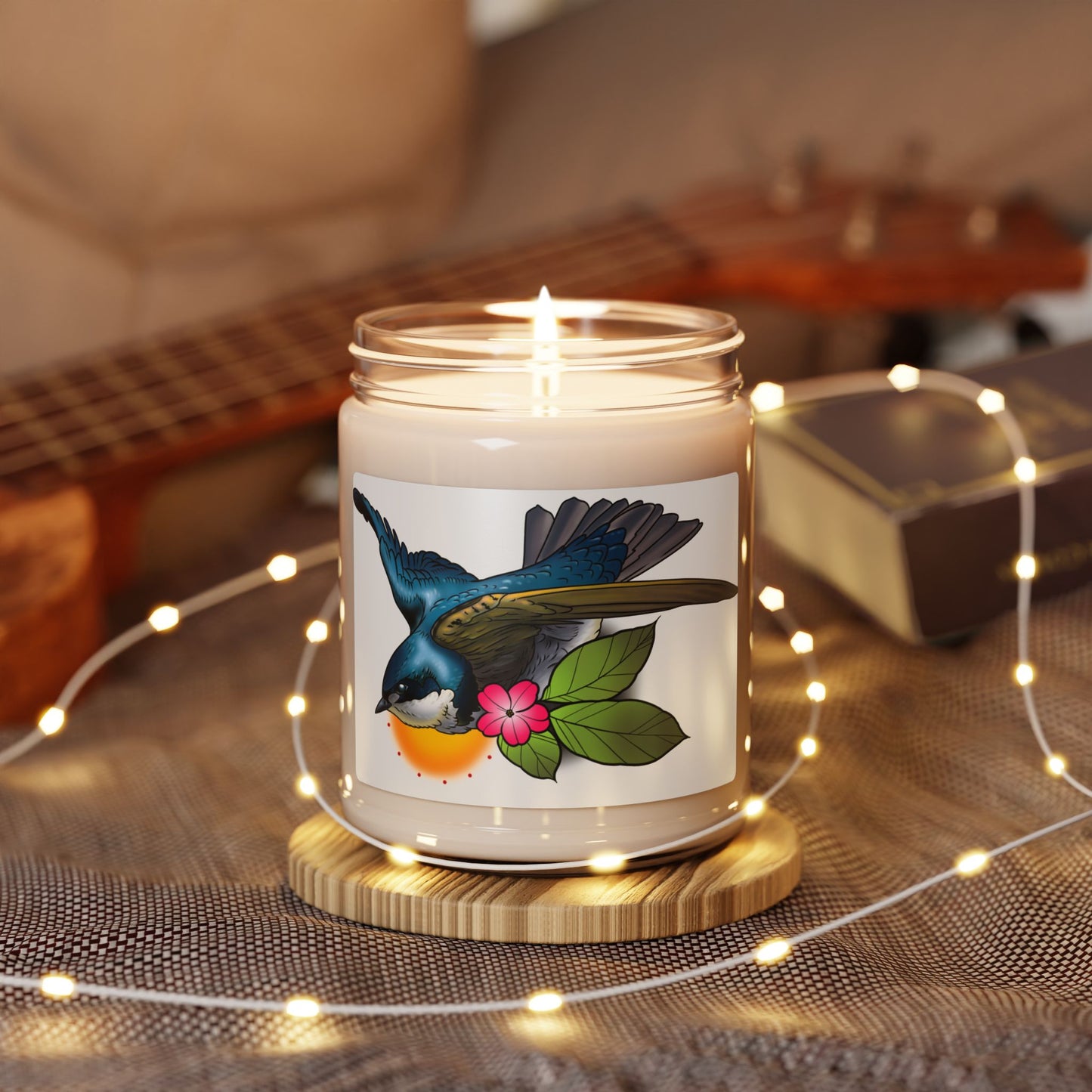 Swallow Glass Jar Candle — Floral Citrus Scented Soy Candle, 9oz