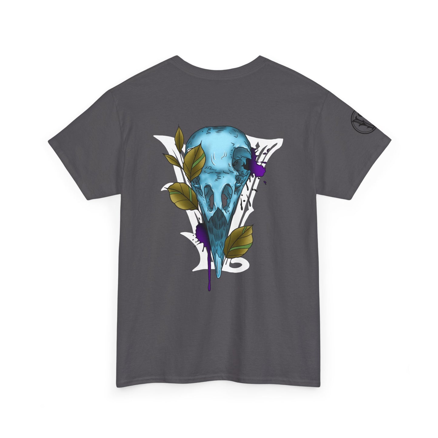 Bird Skull & Swallow Art Tee — Vibrant Blue Bird Illustration T-Shirt