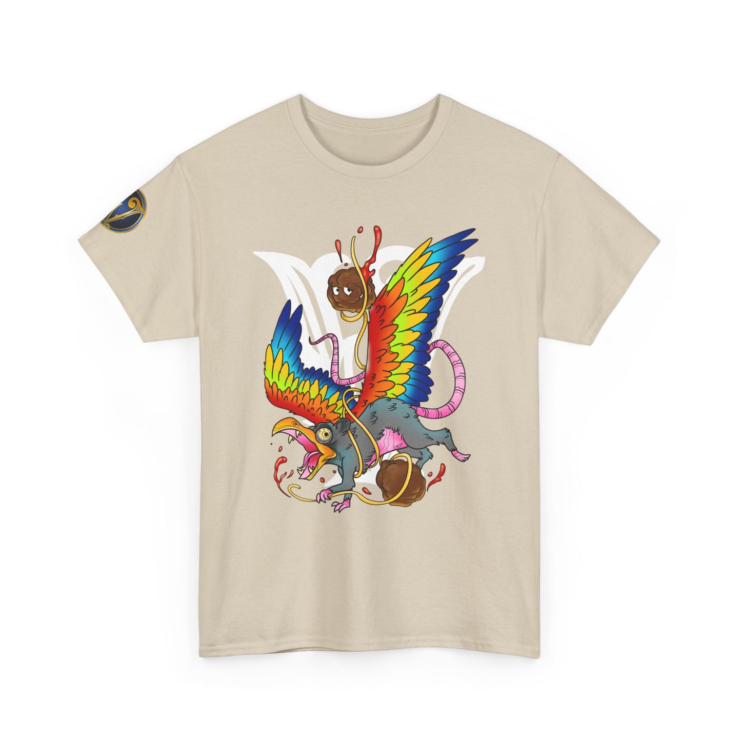 Graphic Tee — Colorful Mythical Bird & Rose Streetwear T-Shirt