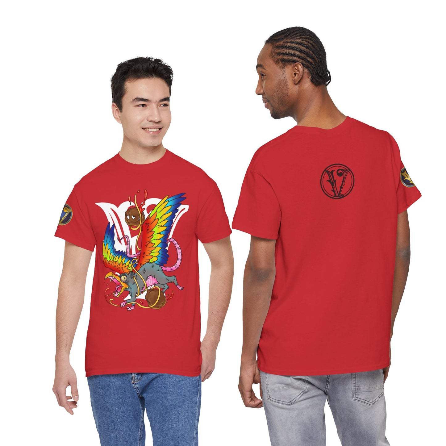 Graphic Tee — Colorful Mythical Bird & Rose Streetwear T-Shirt