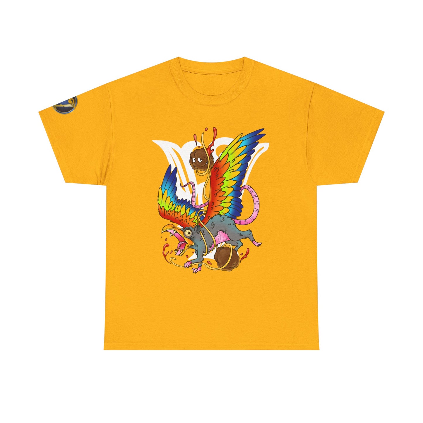 Graphic Tee — Colorful Mythical Bird & Rose Streetwear T-Shirt