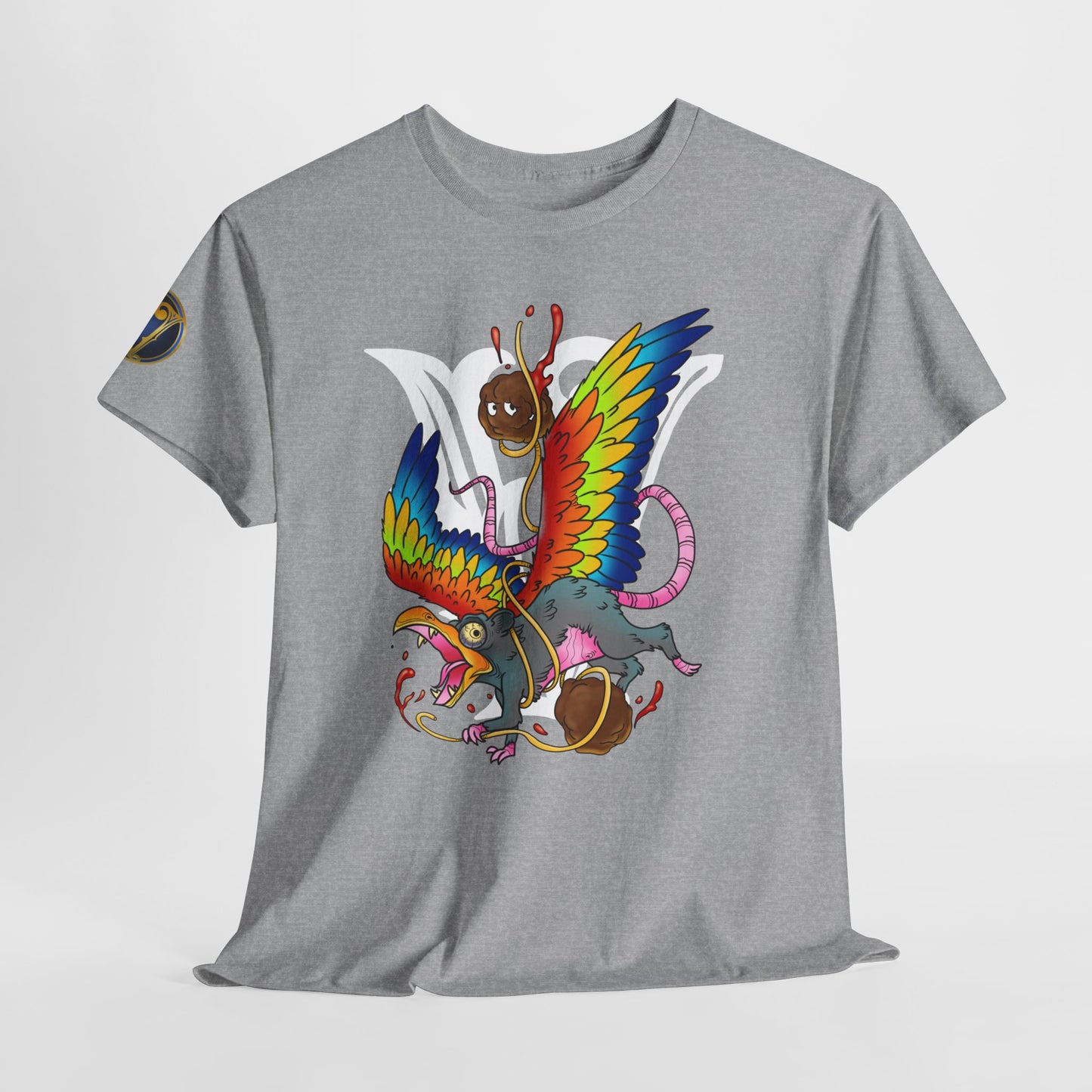 Graphic Tee — Colorful Mythical Bird & Rose Streetwear T-Shirt