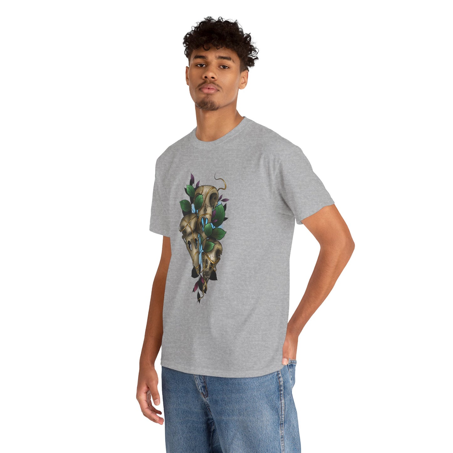 Skull & Vines Graphic Tee — Botanical Skull Art T-Shirt