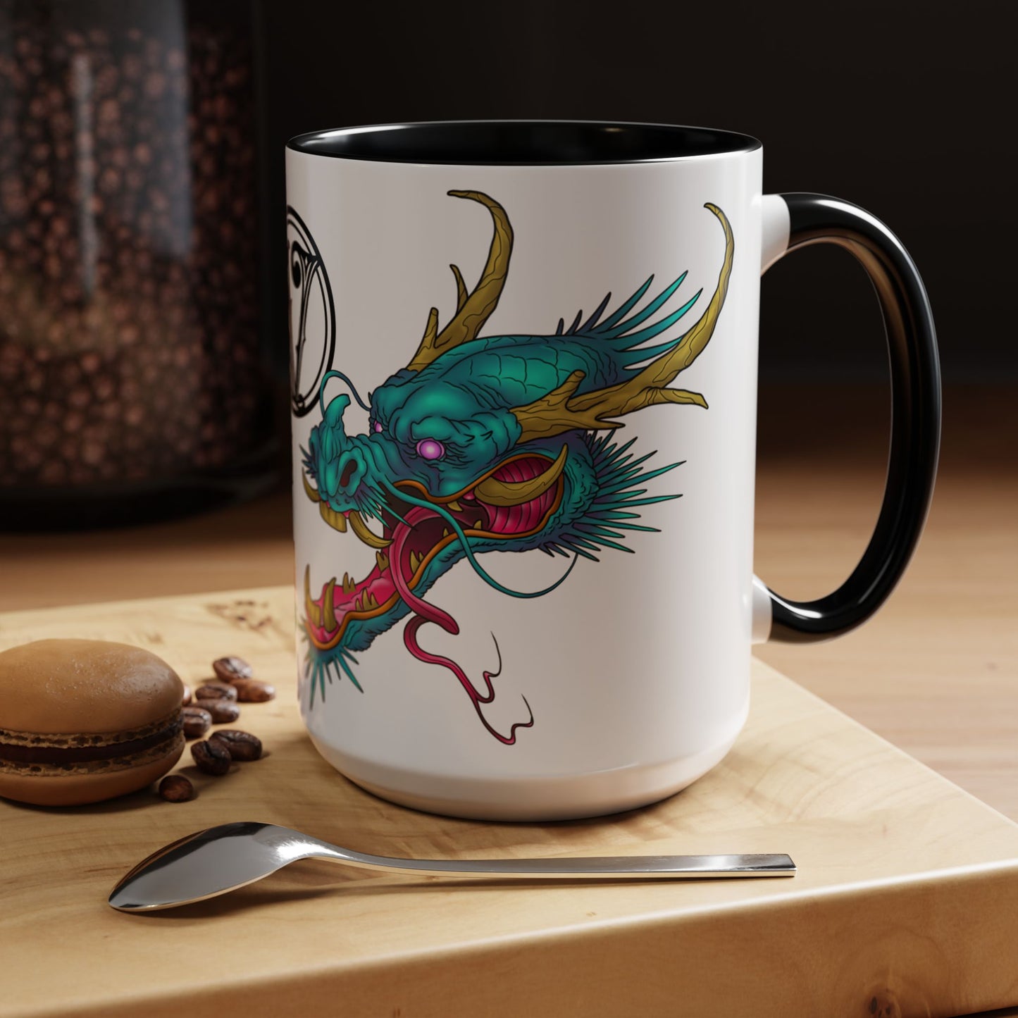 Dragon Crest Accent Coffee Mug — Vibrant Mythical Tea & Coffee Cup