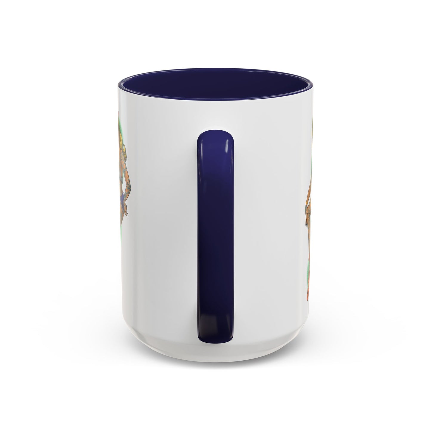 Vintage Pin-Up Coffee Mug with Gold Monogram V — Retro Tattoo Style Accent Mug (11/15oz)