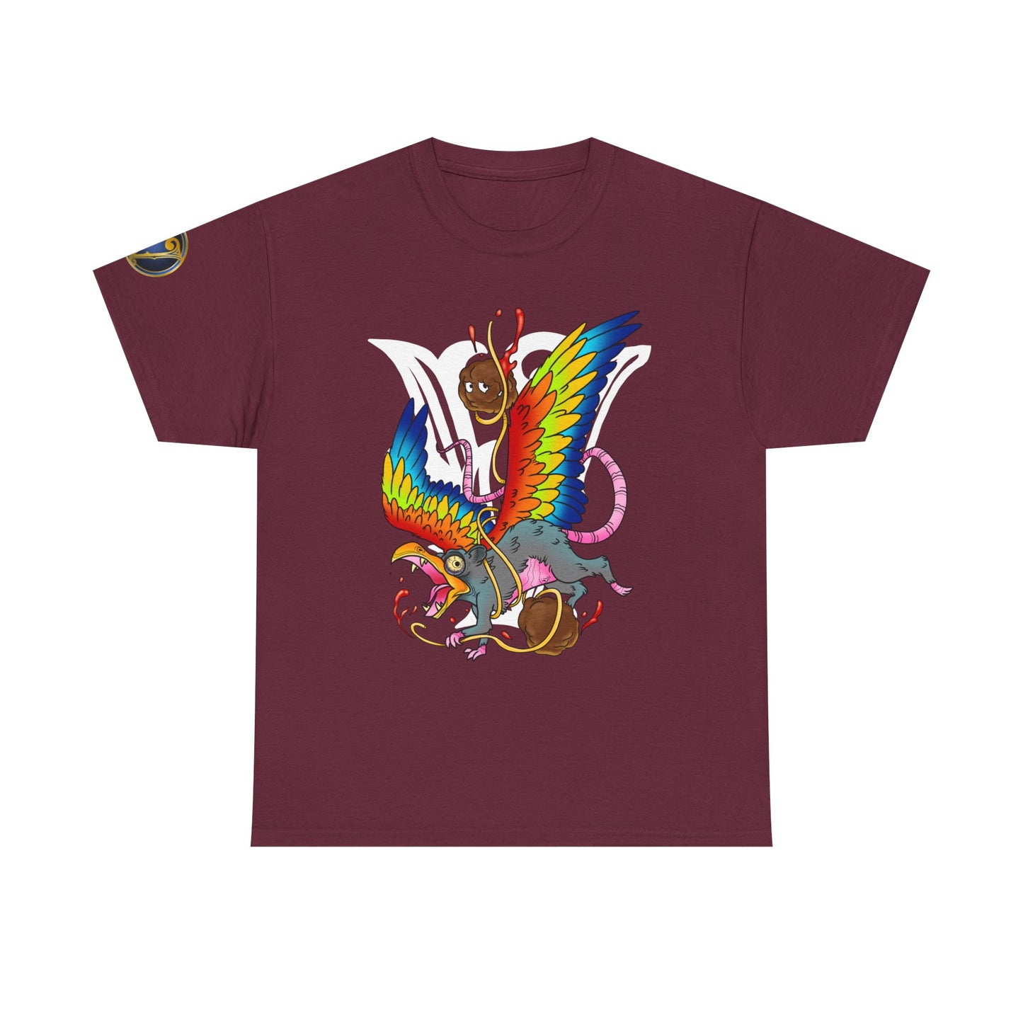 Graphic Tee — Colorful Mythical Bird & Rose Streetwear T-Shirt