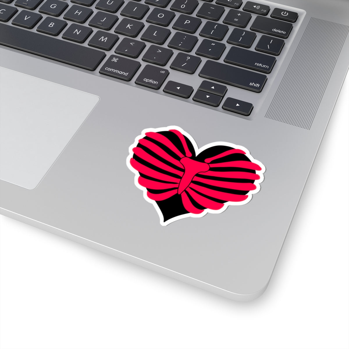 Anatomical Ribcage Heart Sticker — Gothic Valentine Kiss-Cut Decal