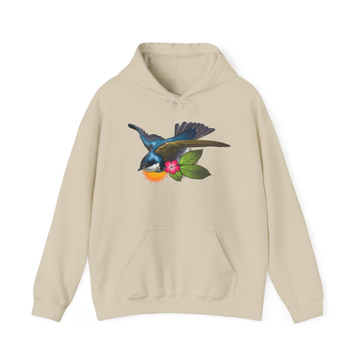 Hummingbird & Orange Blossom Hoodie — Floral Bird Nature Sweatshirt