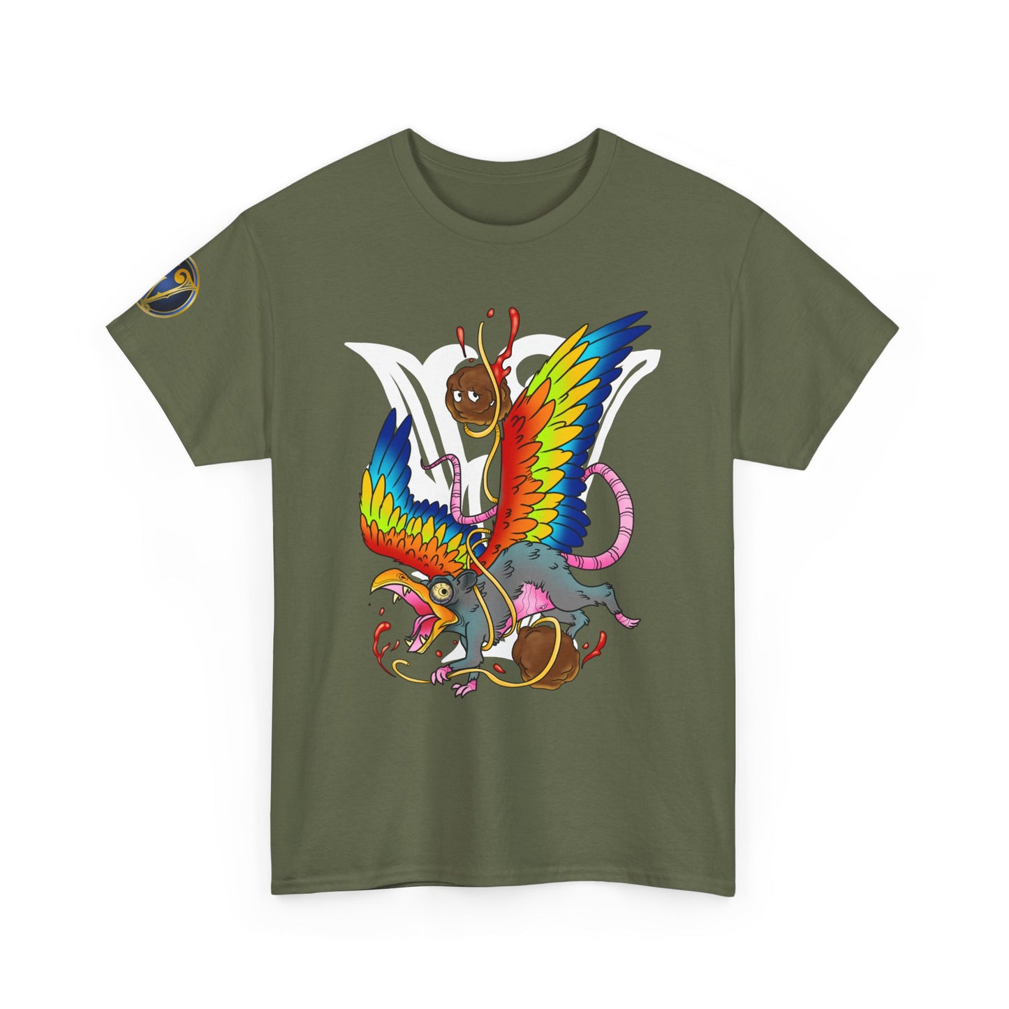Graphic Tee — Colorful Mythical Bird & Rose Streetwear T-Shirt