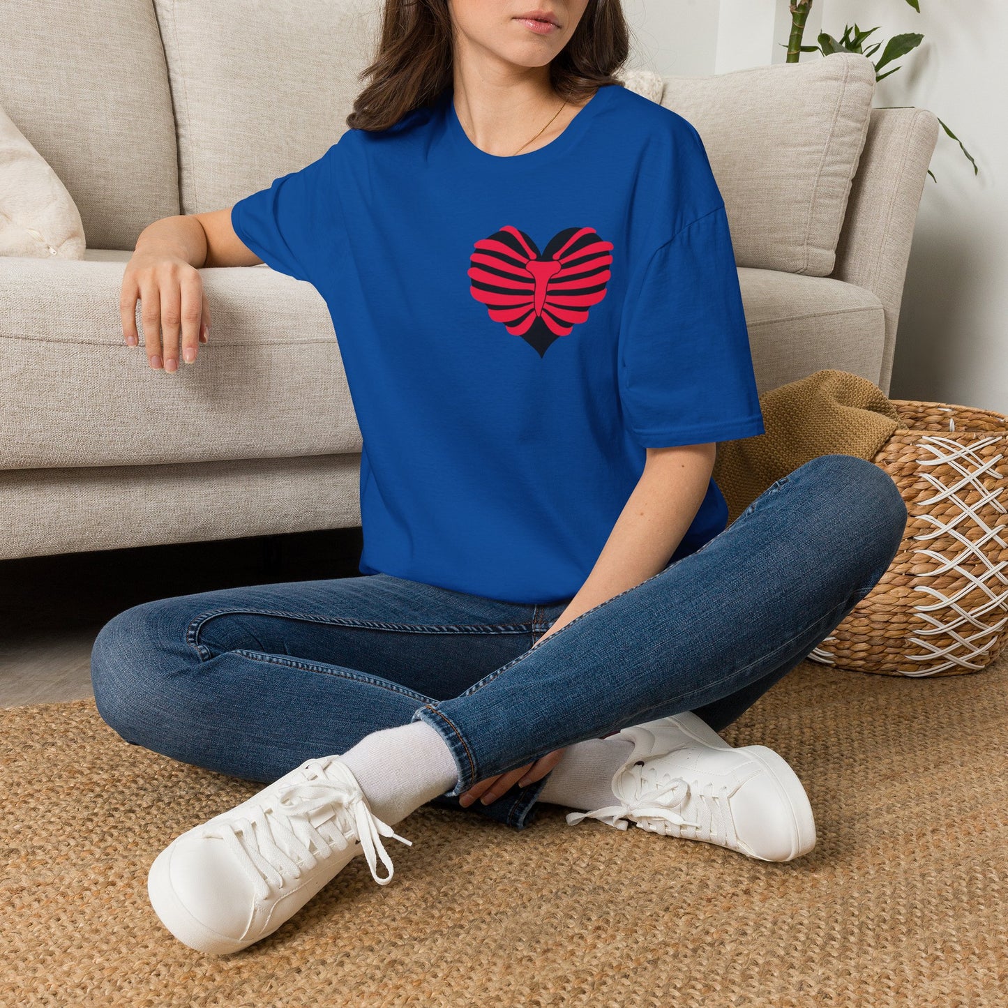 Red & Black Striped Heart T-Shirt — Cute Heart Graphic Tee