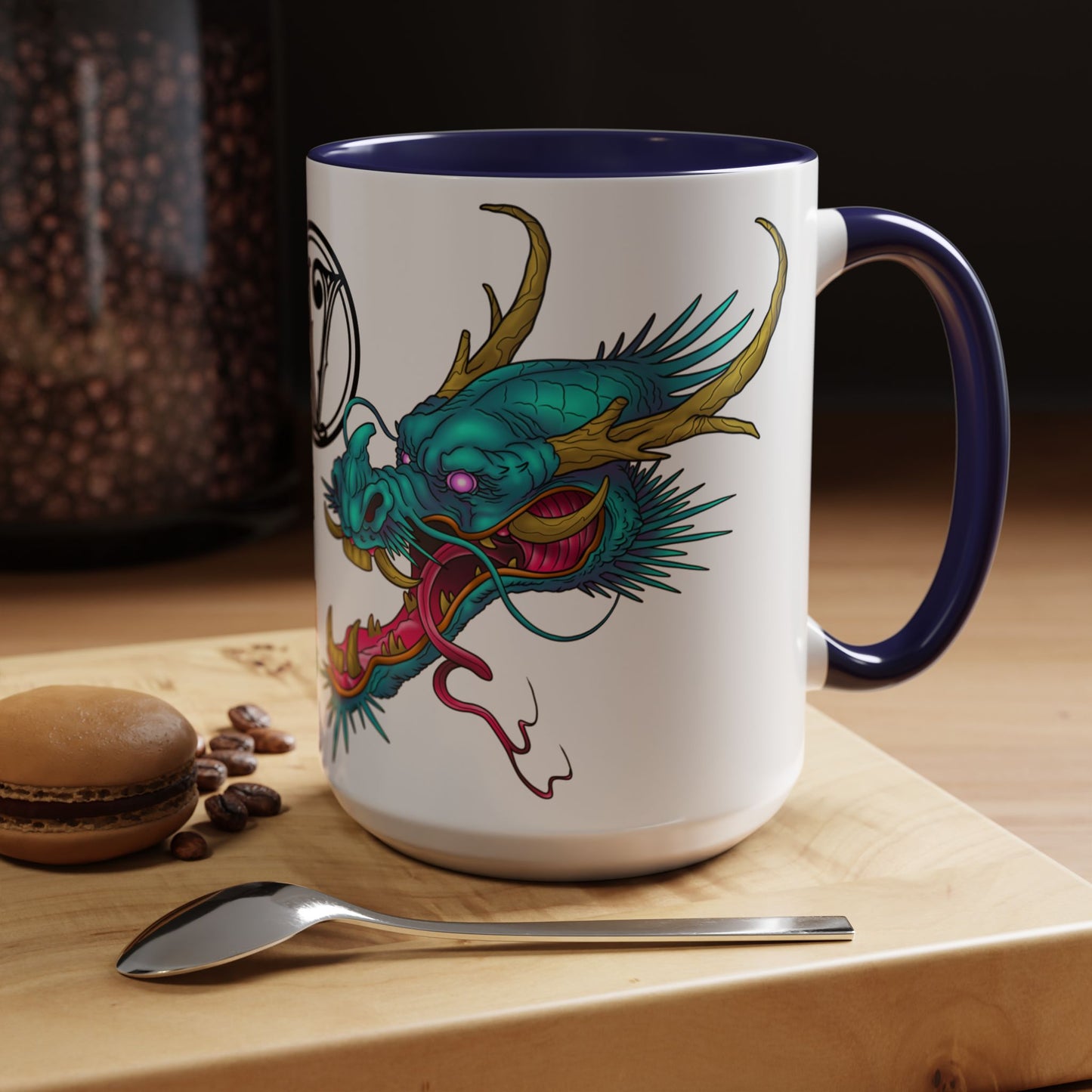 Dragon Crest Accent Coffee Mug — Vibrant Mythical Tea & Coffee Cup