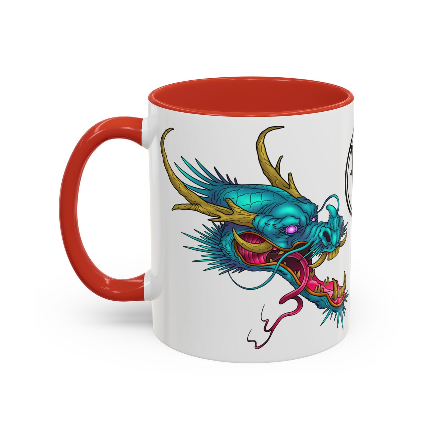 Dragon Crest Accent Coffee Mug — Vibrant Mythical Tea & Coffee Cup