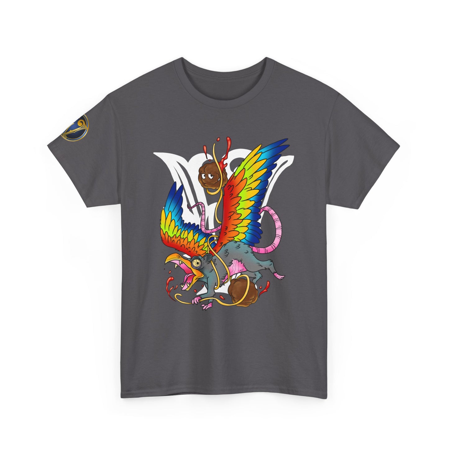 Graphic Tee — Colorful Mythical Bird & Rose Streetwear T-Shirt