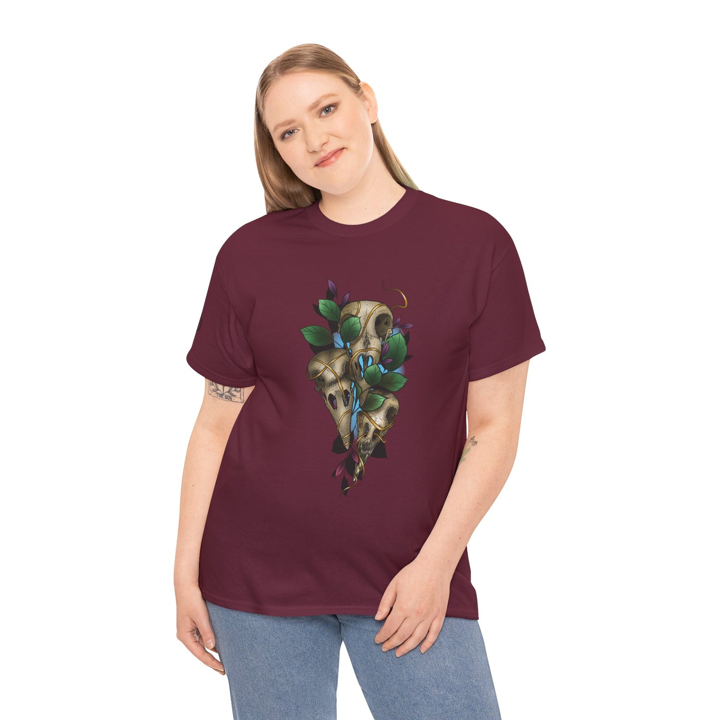 Skull & Vines Graphic Tee — Botanical Skull Art T-Shirt