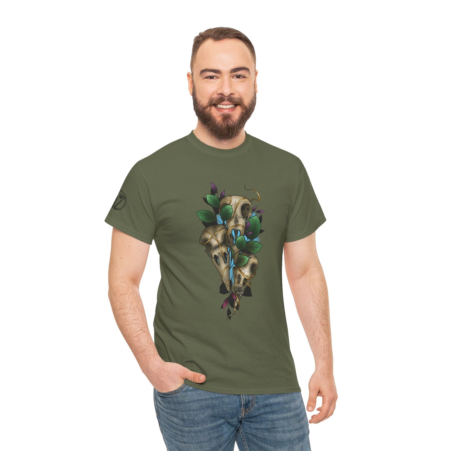 Skull & Vines Graphic Tee — Botanical Skull Art T-Shirt