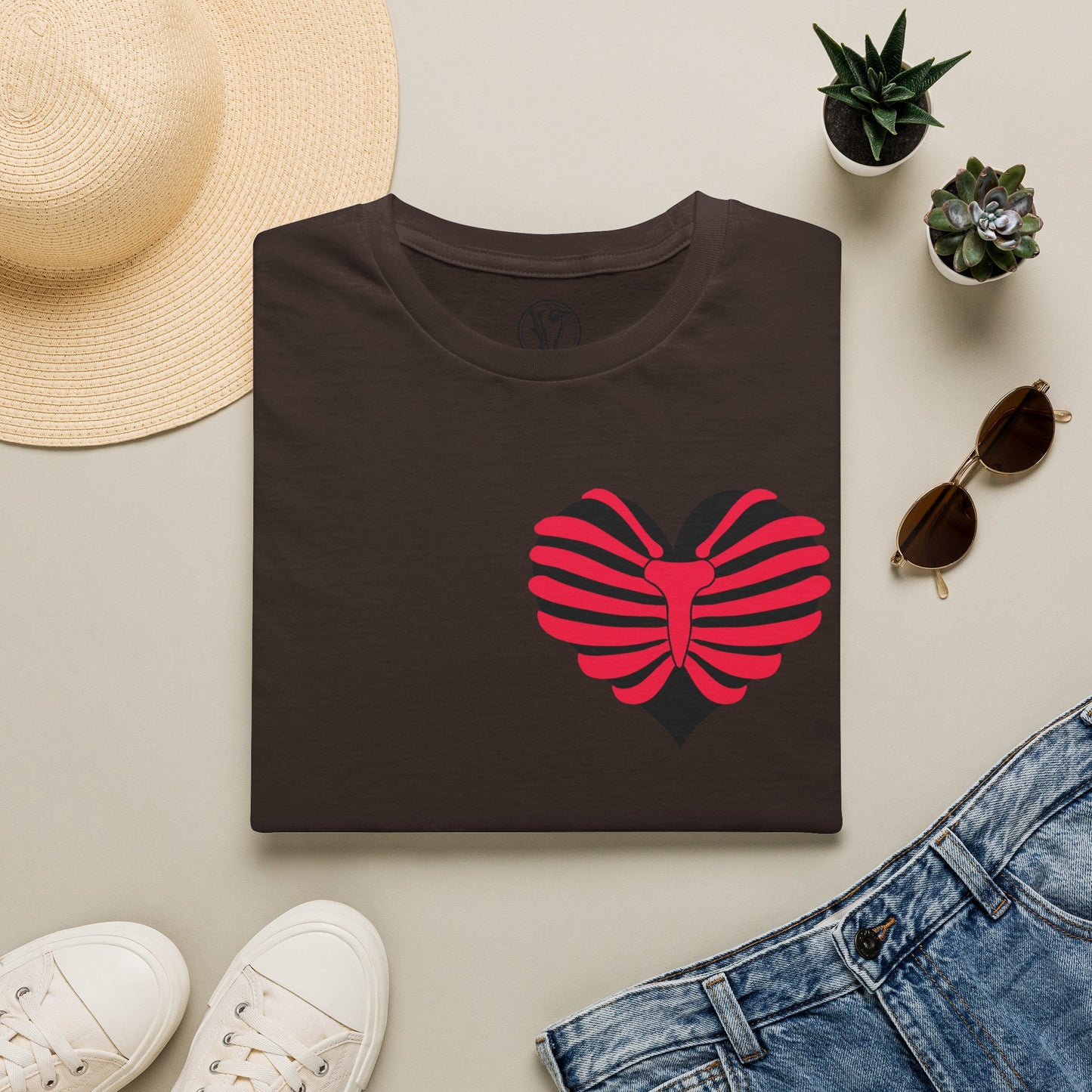 Red & Black Striped Heart T-Shirt — Cute Heart Graphic Tee