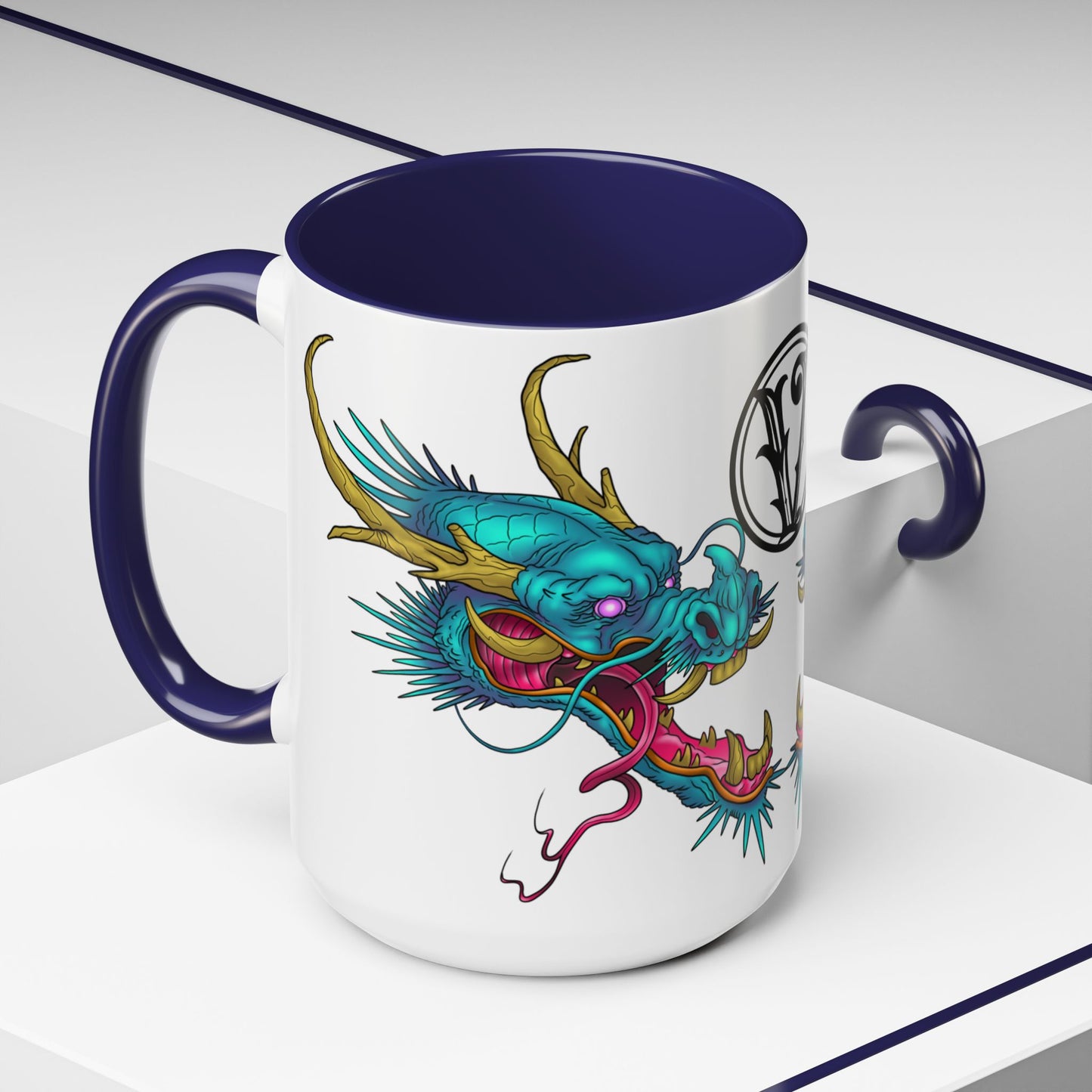 Dragon Crest Accent Coffee Mug — Vibrant Mythical Tea & Coffee Cup
