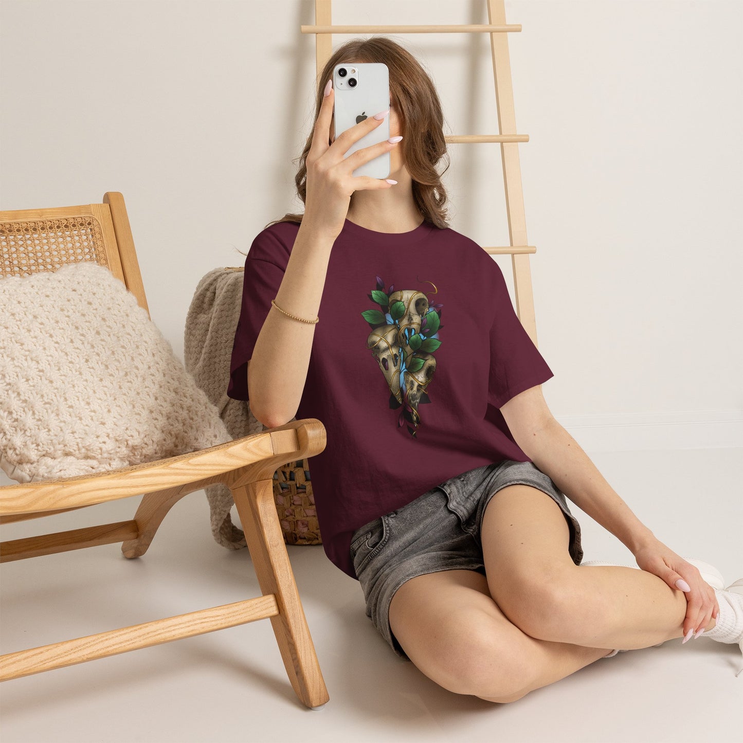 Skull & Vines Graphic Tee — Botanical Skull Art T-Shirt