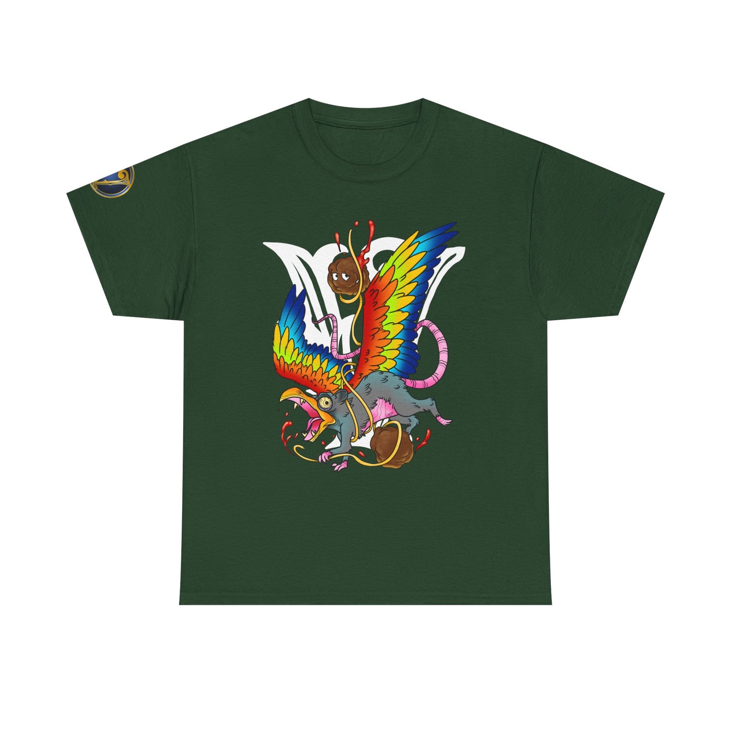 Graphic Tee — Colorful Mythical Bird & Rose Streetwear T-Shirt