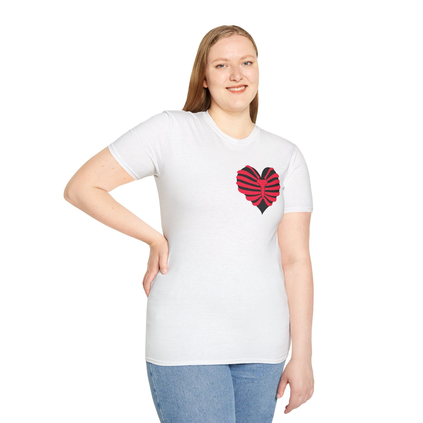 Red & Black Striped Heart T-Shirt — Cute Heart Graphic Tee