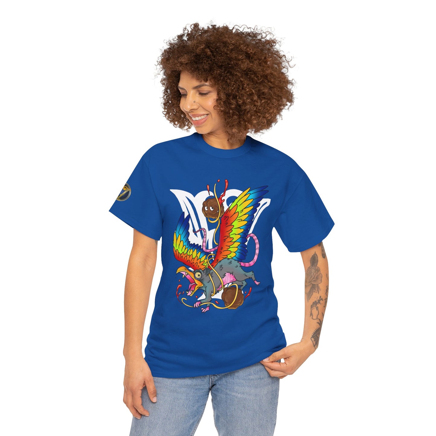Graphic Tee — Colorful Mythical Bird & Rose Streetwear T-Shirt
