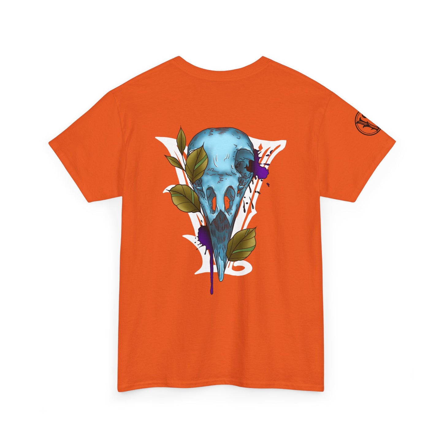 Bird Skull & Swallow Art Tee — Vibrant Blue Bird Illustration T-Shirt