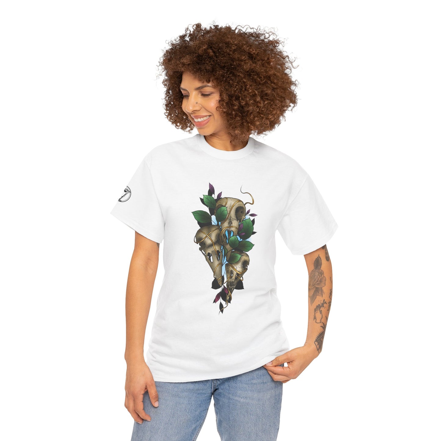 Skull & Vines Graphic Tee — Botanical Skull Art T-Shirt