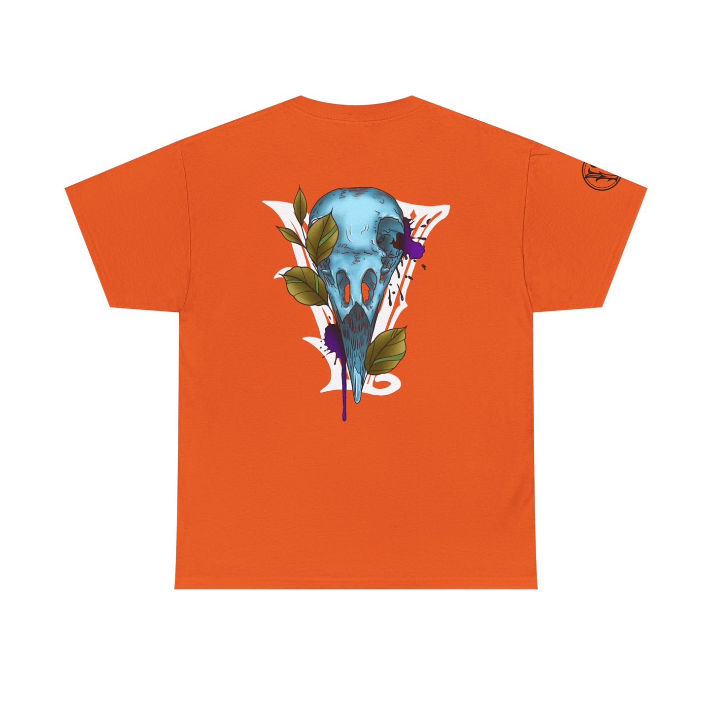 Bird Skull & Swallow Art Tee — Vibrant Blue Bird Illustration T-Shirt