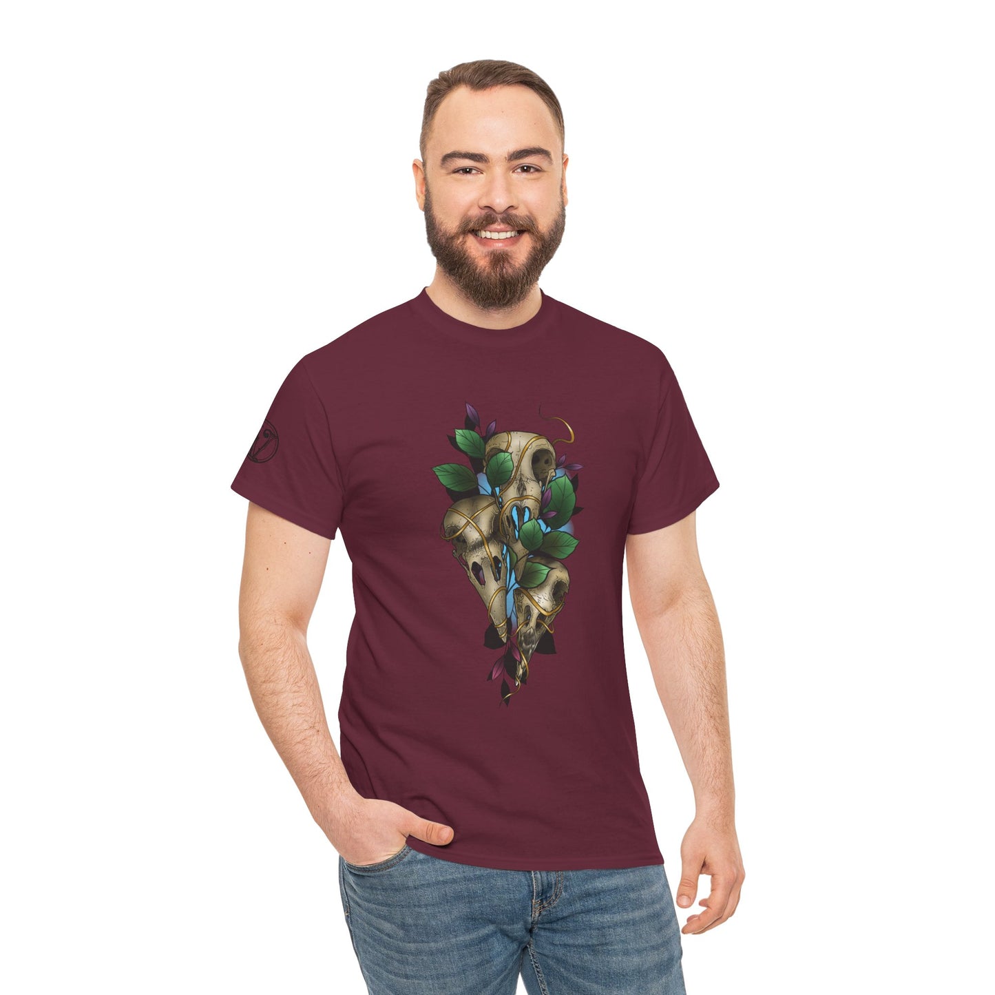 Skull & Vines Graphic Tee — Botanical Skull Art T-Shirt