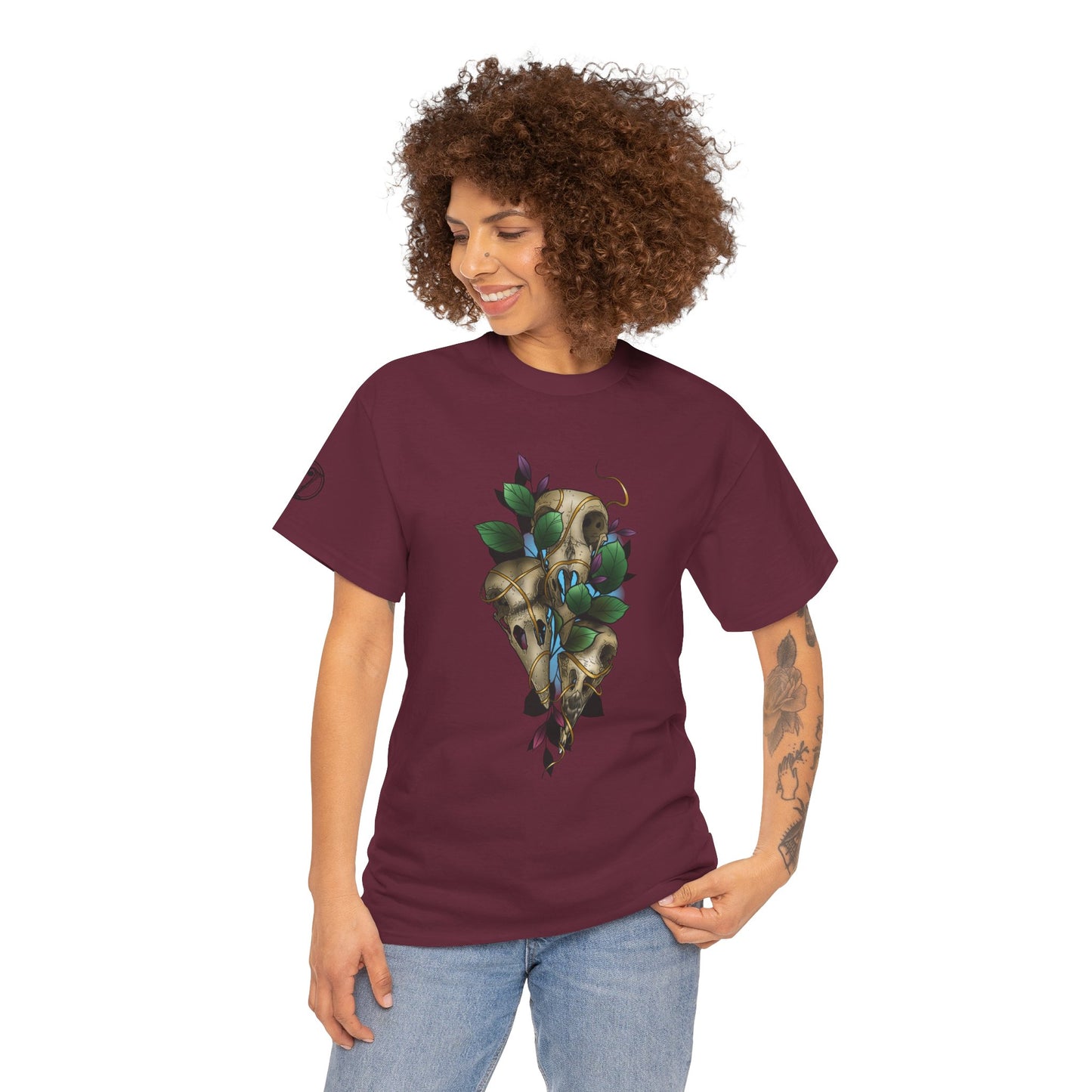 Skull & Vines Graphic Tee — Botanical Skull Art T-Shirt