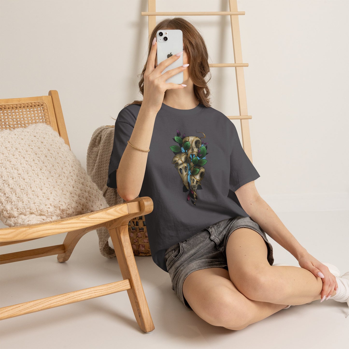 Skull & Vines Graphic Tee — Botanical Skull Art T-Shirt