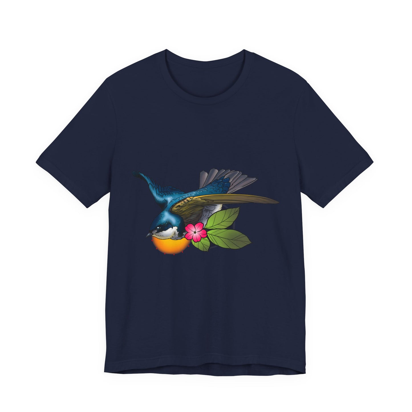Swallow Bird Graphic Tee — Colorful Floral Bird Illustration T-Shirt